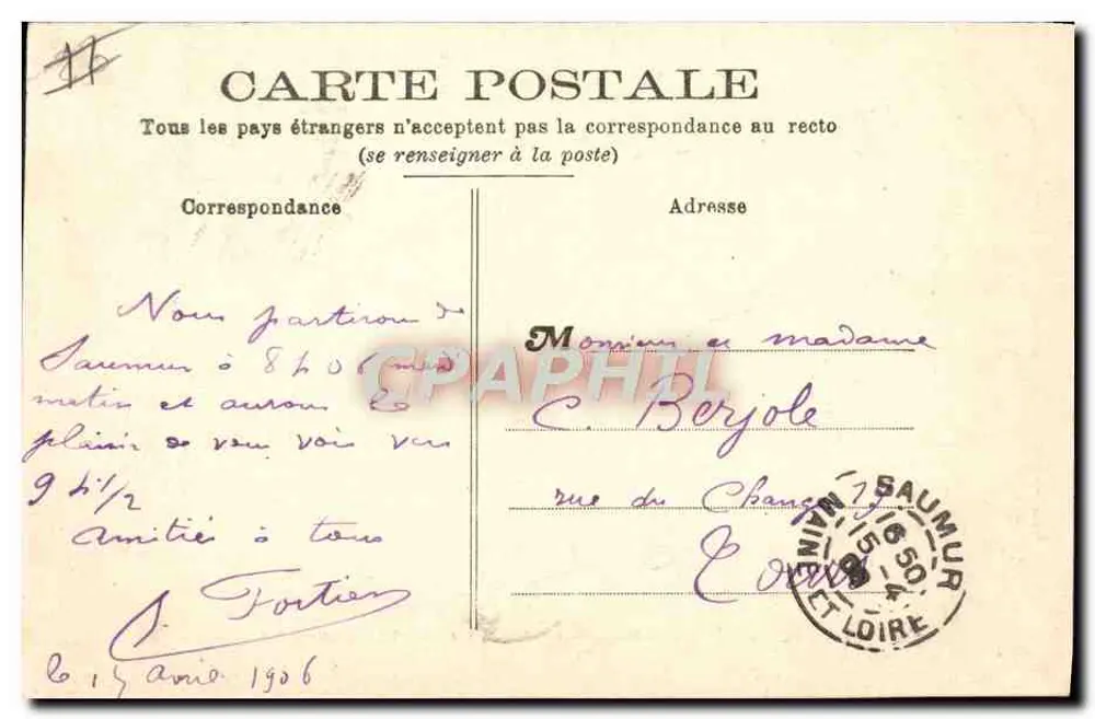 Saumur (M.-et-L.) — Springreiter in Freiheit — Courbette - Rückseite