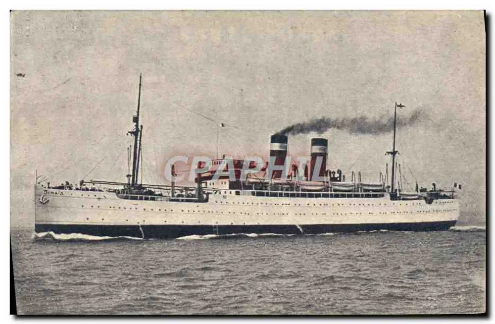 S.S. SINAIA — Schiff der Fabre-Linie — Deck-Postkarte - Vorderseite