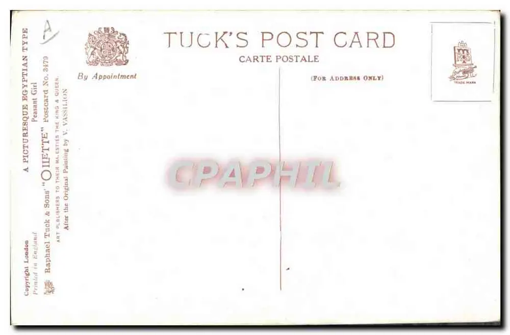 Junge ägyptische Frau — Bauerin — Tuck & Sons, n° 3879 - Rückseite