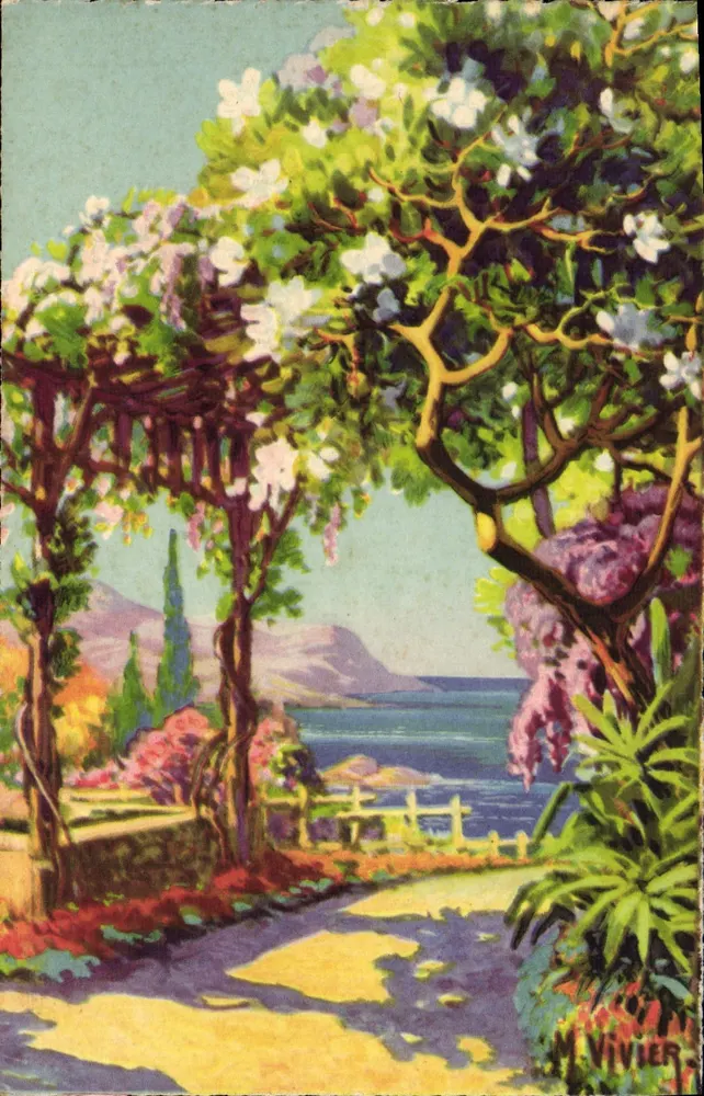 Blühender Garten mit Blick aufs Meer — M. Vivier — Serie 4.300 - Vorderseite