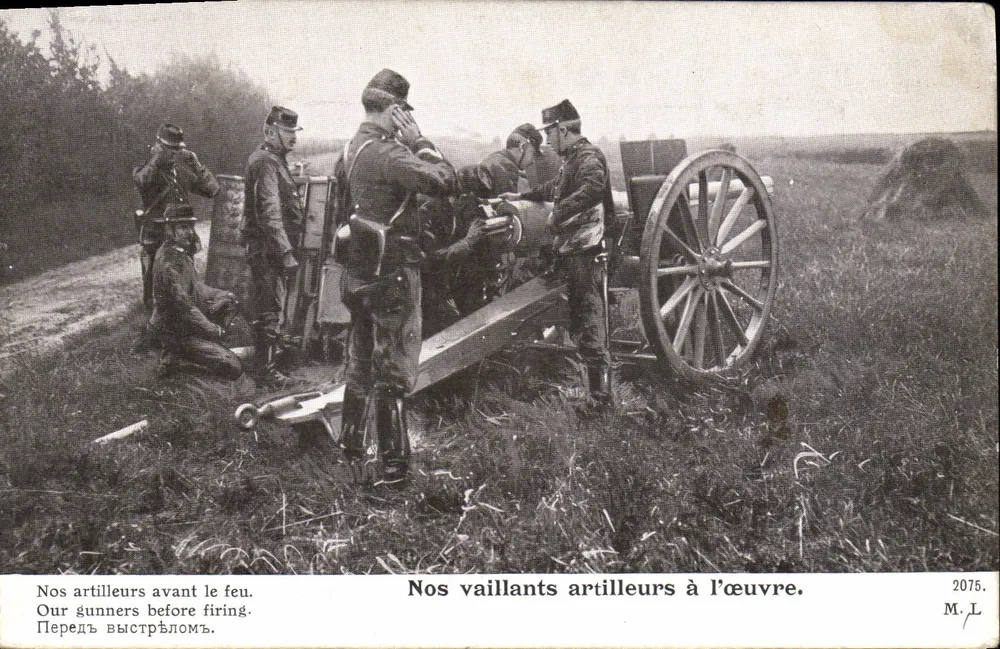 Unsere tapferen Artilleristen in Aktion — M. L. n° 2075 - Vorderseite
