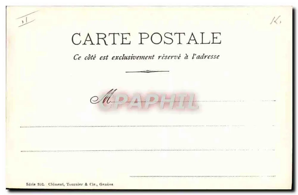 Porträt einer jungen Frau — Profil — Pinelbant — Serie 852, Clément, Tournier & Cie, Genf - Rückseite