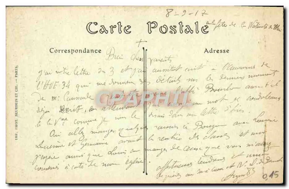 Basílica Nossa Senhora de Notre-Dame, a Rosace — Épinal (Vosges) — IMP. NEURDEIN ET CIE, PARIS - Verso