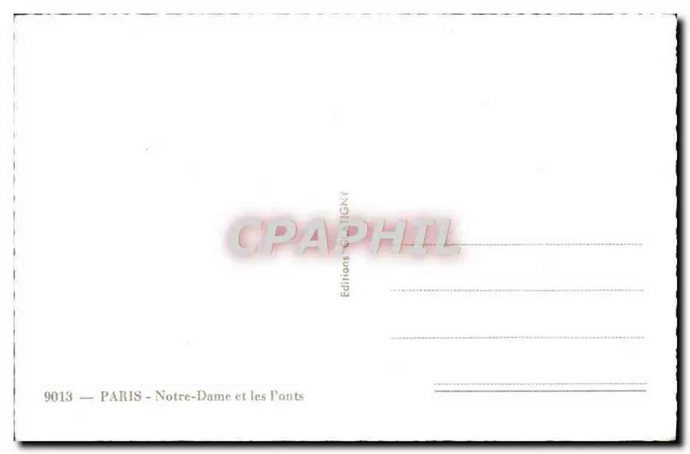 Paris - Notre-Dame e os Pontes — Éditions TIGNY n°9013 - Verso