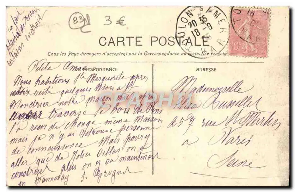 Küste von Toulon - Felsen von Sainte-Marguerite — unbekannter Verlag, Nr. 22 - Rückseite