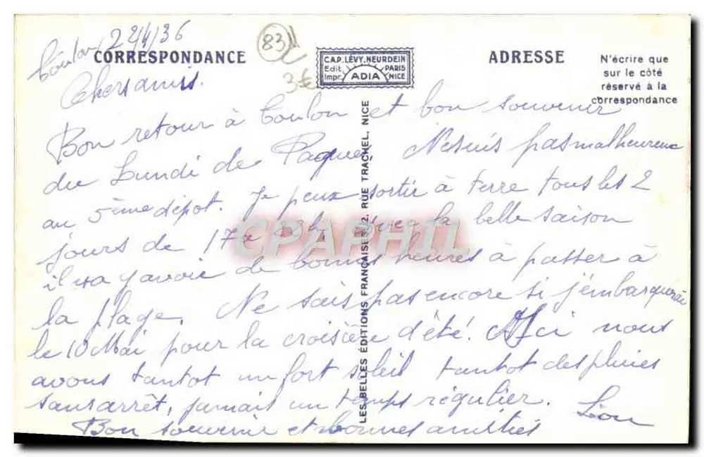 Toulon - Le Mourillon — vista panorâmica com palmeiras — Adia, n° 11270 - Verso