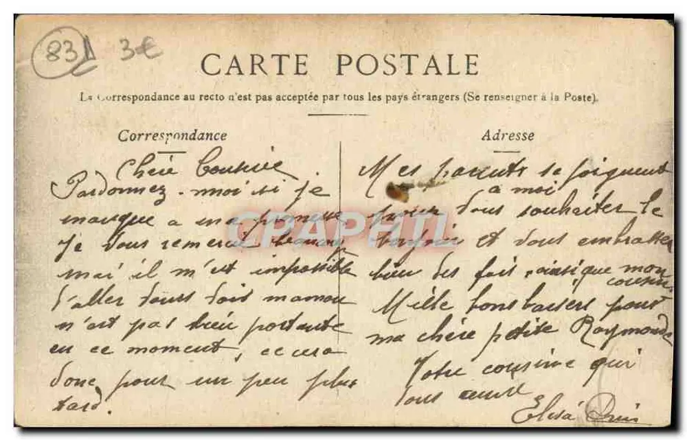 Toulon — Tamaris — vue du port avec édifice sur colline - Verso