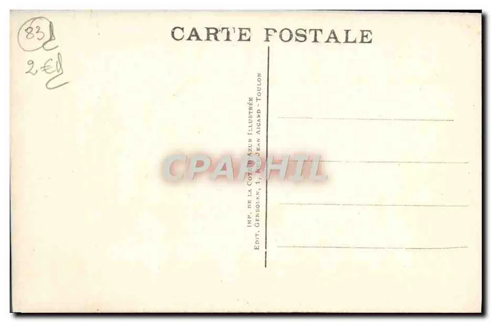 Toulon — Vista Geral — editor: Impressora da Costa Azul, Jean Aicard - Verso