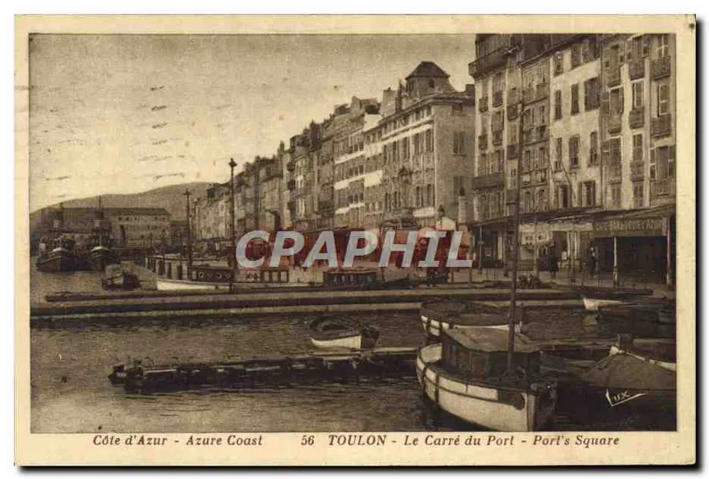 Toulon - Le Carré du Port - Port's Square — Côte d'Azur Coast — Verlag Imp. Genolien, Nr. 56 - Vorderseite