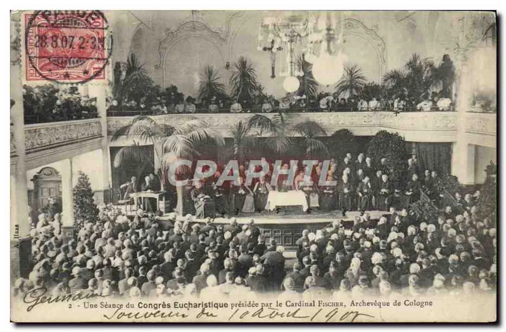 Szene des Eucharistischen Kongresses in Köln — vom Kardinal Fischer, Erzbischof von Köln, geleitet — Ausgabe Germain, n°2 - Vorderseite