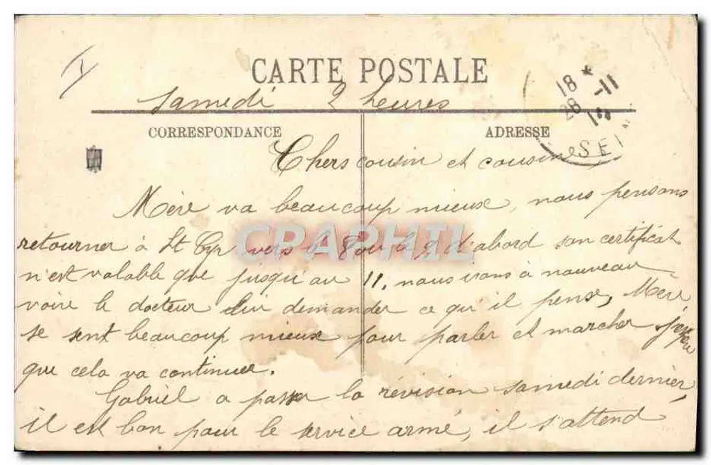 Krankenzimmer — Krieg von 1914 — LL. - Rückseite
