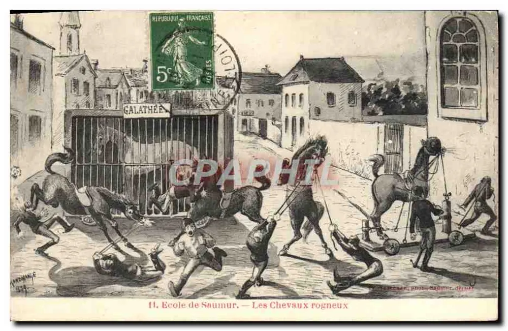 Schule von Saumur — Die ungezügelten Pferde — Galathée - Vorderseite