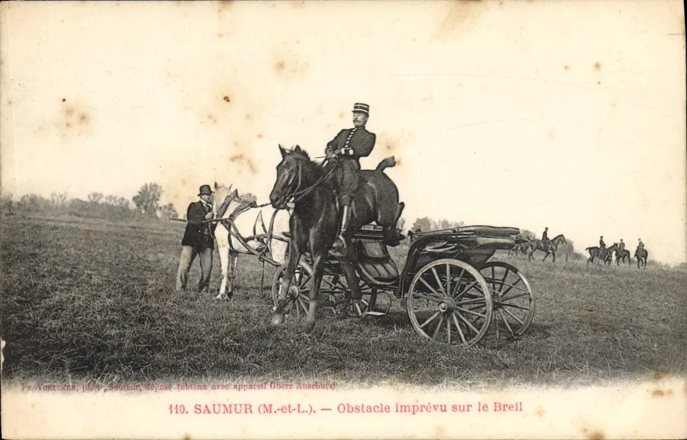SAUMUR (M.-et-L.) — Unerwarteter Hindernis auf dem Breil — Fr. VORROKER, Saumur, Einlage (mit Goerz Anschutz Gerät erhalten) - Vorderseite