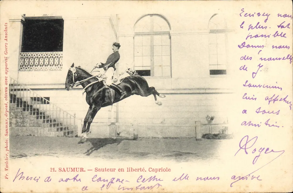 Saumur — Freestyle Springreiter. Capriole — Fr. Voelcker, Foto. Saumur, Goerz-Anschutz - Vorderseite