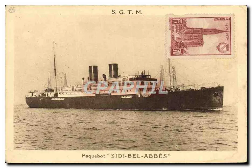 Paquebot "SIDI-BEL-ABBÈS" — navire de la S.G.T.M. — éditeur S.G.T.M. n° 85 - Vorderseite