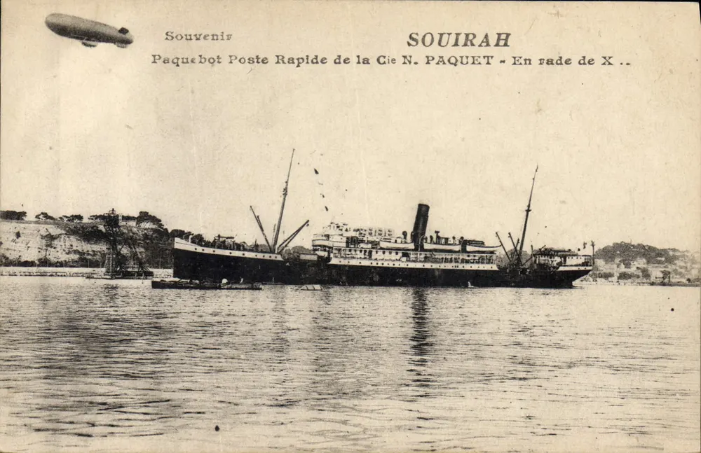 Dampfschiff Souirah — Cie N. Paquet — In der Hafen von X.. - Vorderseite