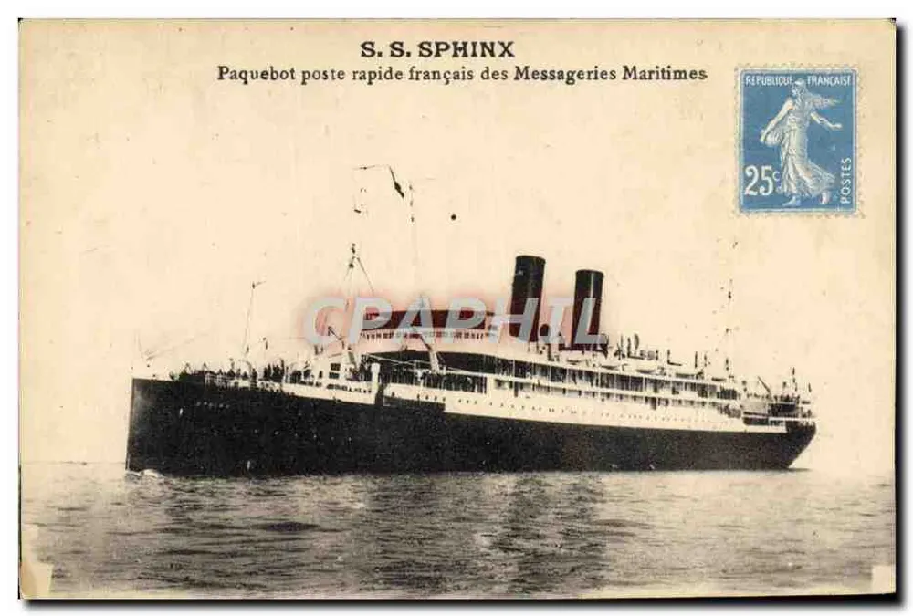 S.S. SPHINX — französischer Schnellpostdampfer der Messageries Maritimes — Verlag nicht sichtbar - Vorderseite