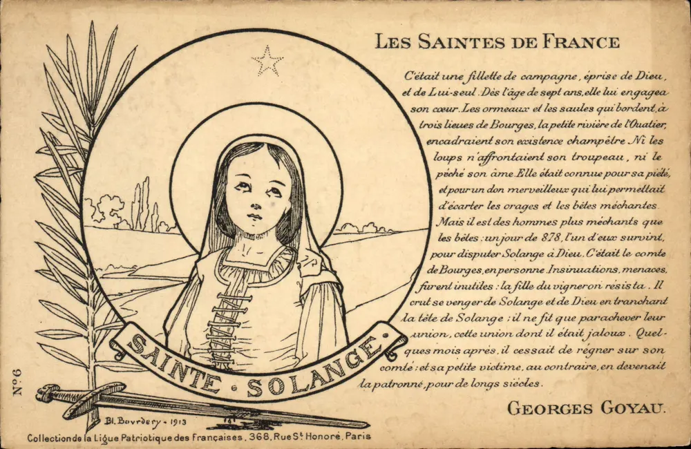 Sainte Solange — Les Saintes de France — Bl. Bourdery, n°6, 1913 - Vorderseite