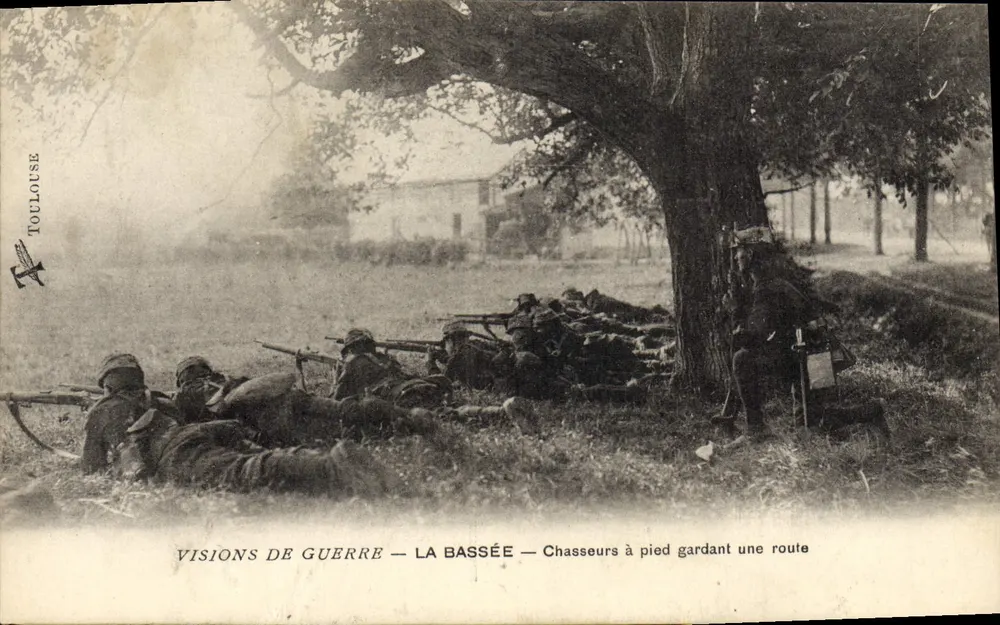 Infanteristen, die eine Straße bewachen — La Bassée — Kriegsszenen — Toulouse - Vorderseite