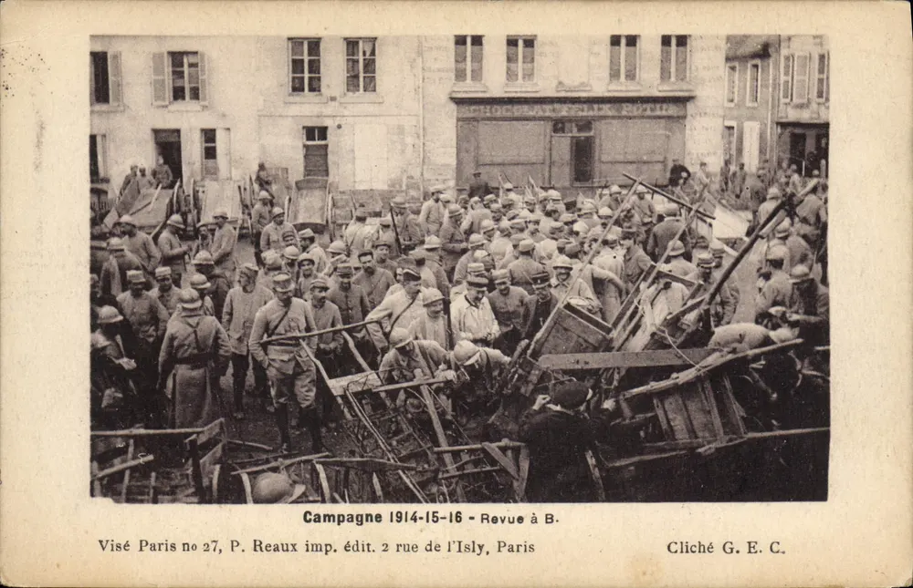 1914-15-16年の戦線 — パリ認可番号27、P. レオックス印刷発行、パリ2イズリー通り - 表面