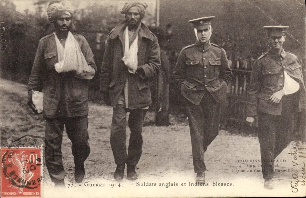 Verletzte englische und indische Soldaten — Krieg 1914 — Éditions Glibaud, Quai du Canal, Marseille - Vorderseite