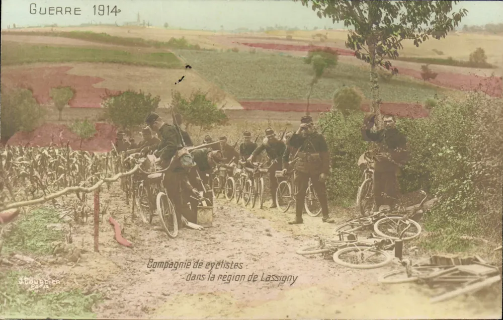 Radfahrer-Compagnie — in der Region Lassigny — J. Courcier, Paris - Vorderseite