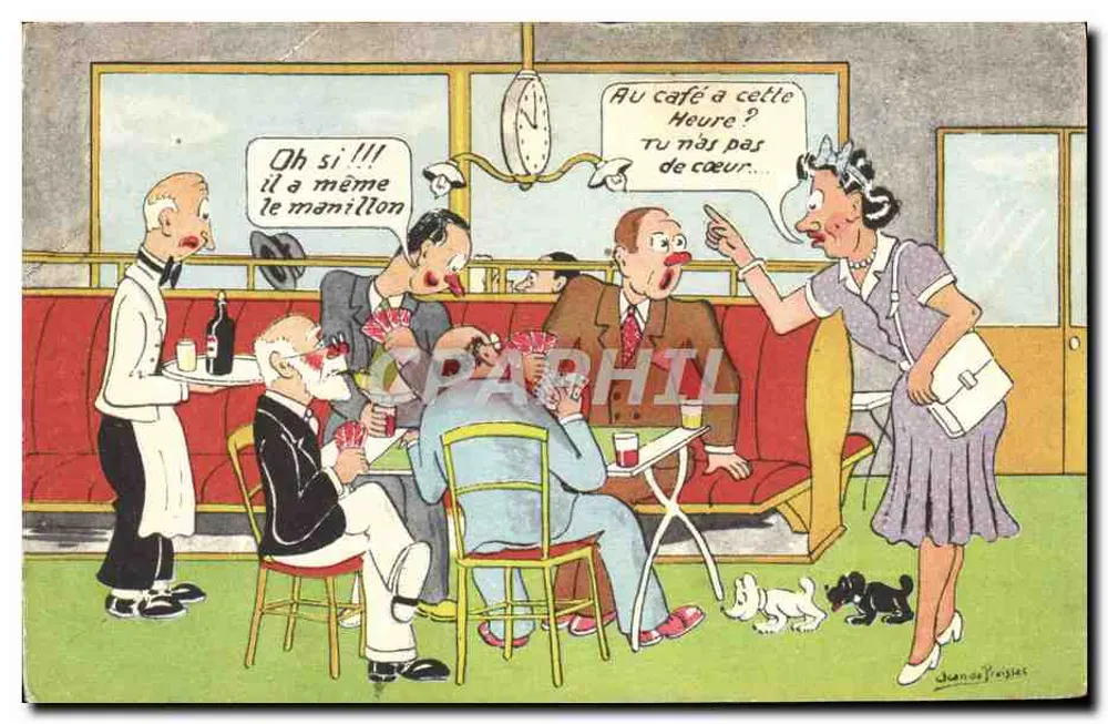 Café-Szene — Karikatur — Jean de Preglas - Vorderseite