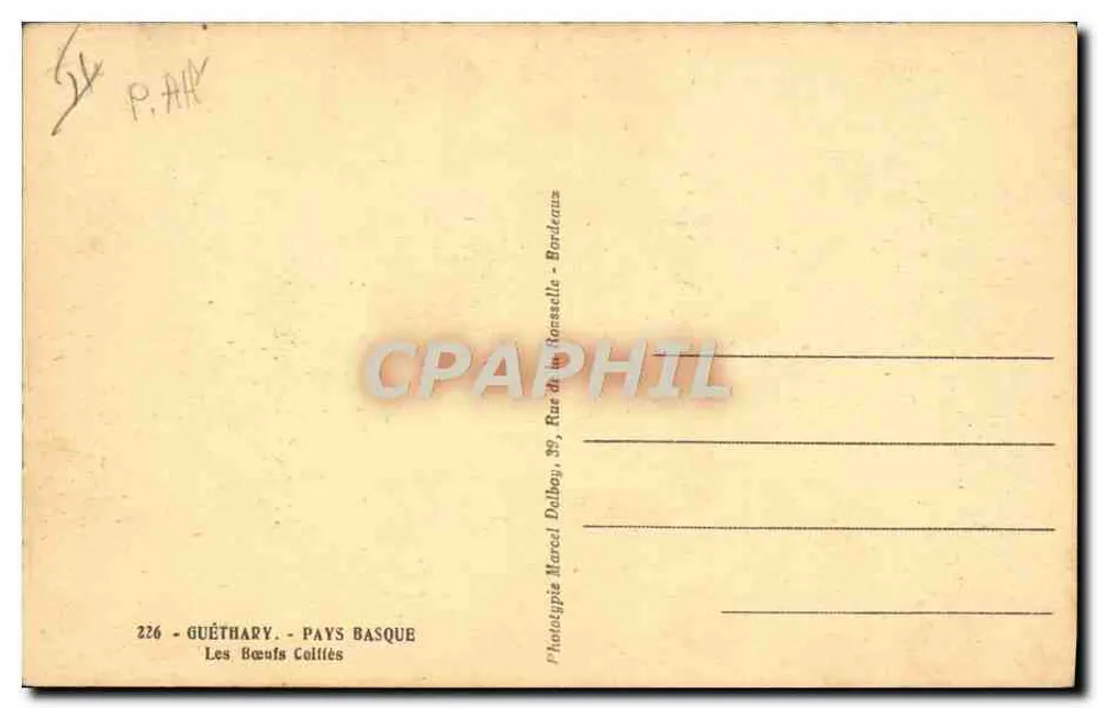 Guéthary - País Basco — Os Bois Cabeçudos — Fototipia Marcel Dalboy - Verso