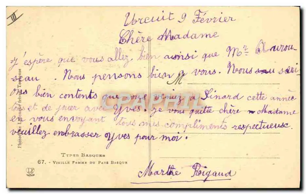 Velha mulher do País Basco — Typs Basques, n°67 - Verso