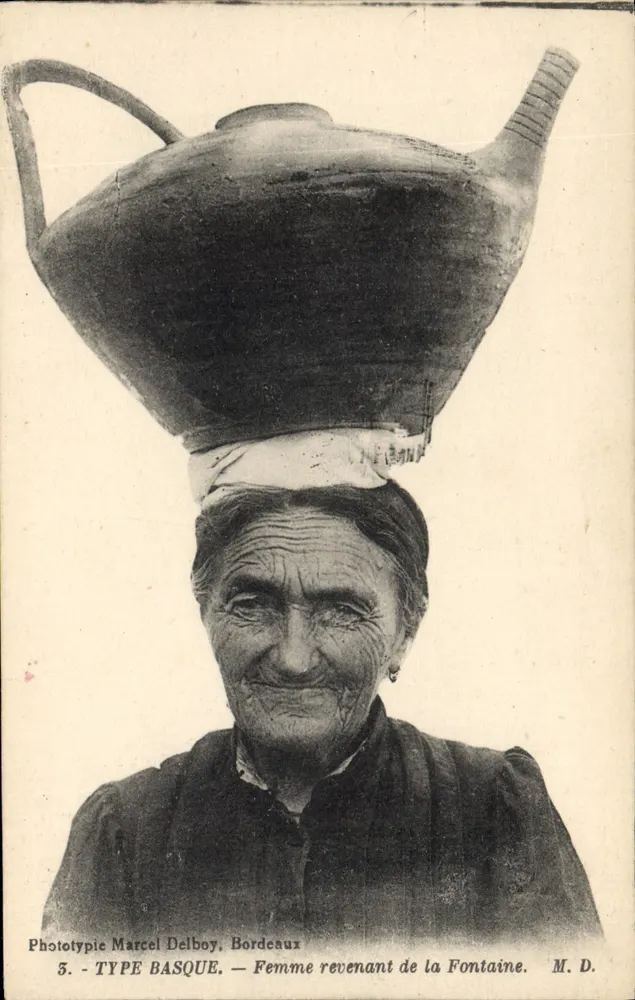 Basque woman returning from the fountain — Phototypie Marcel Delboy, Bordeaux, n°3 - Vorderseite