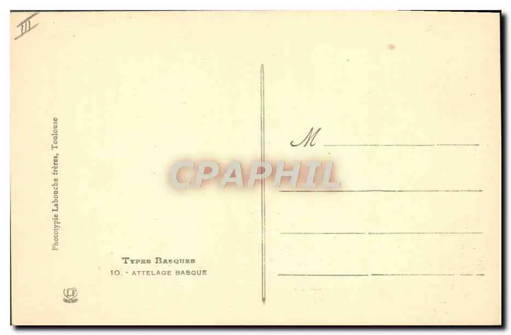 Atelagem basca — dois touros carregados — Fototipia Labonche frères, Toulouse, n°10 - Verso