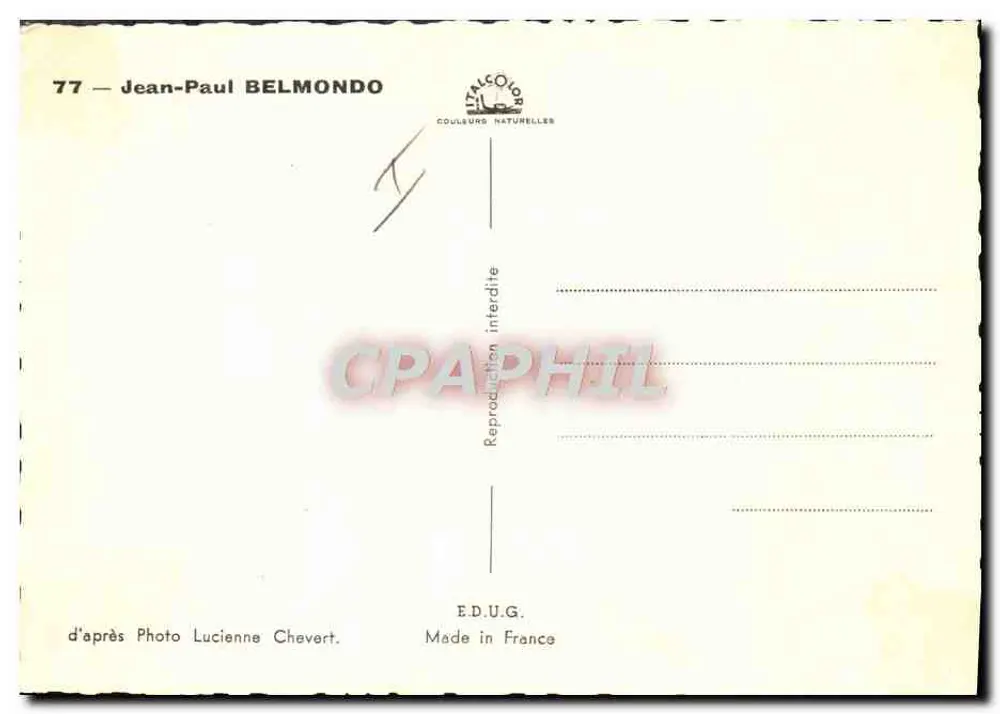 जीन-पॉल बेलमोंदो — पोर्ट्रेट — E.D.U.G. संख्या 77 - पीछे