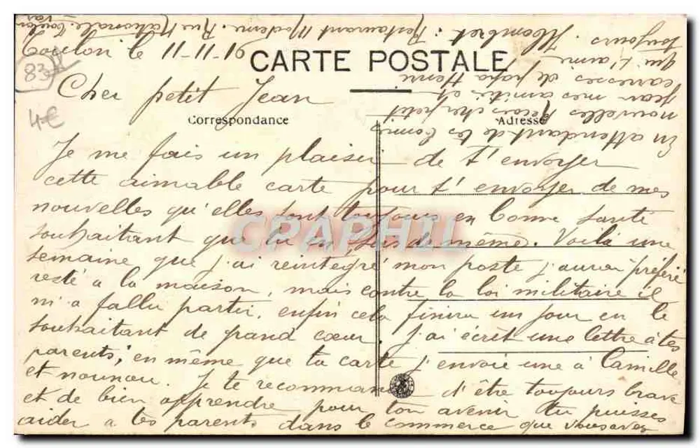 Toulon — Place de la Liberté — Monument de la Fédération — B.C. — Thos. Cook & Son - Rückseite