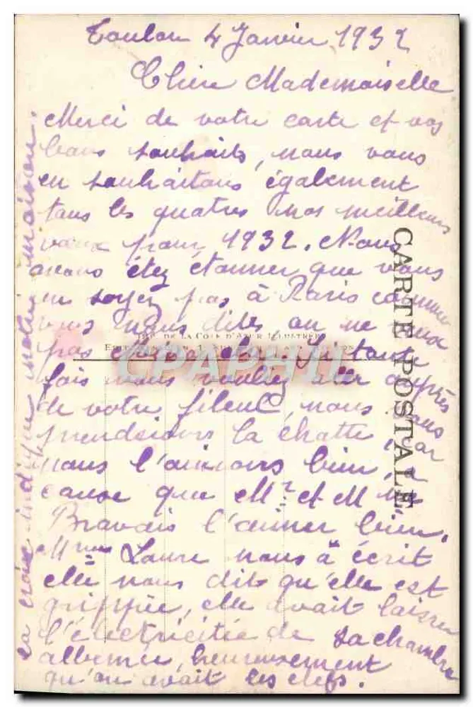 Toulon – Der alte Hafen — Côte d'Azur Coast — Verlag: Type of the Côte d'Azur (Nr. 72) - Rückseite