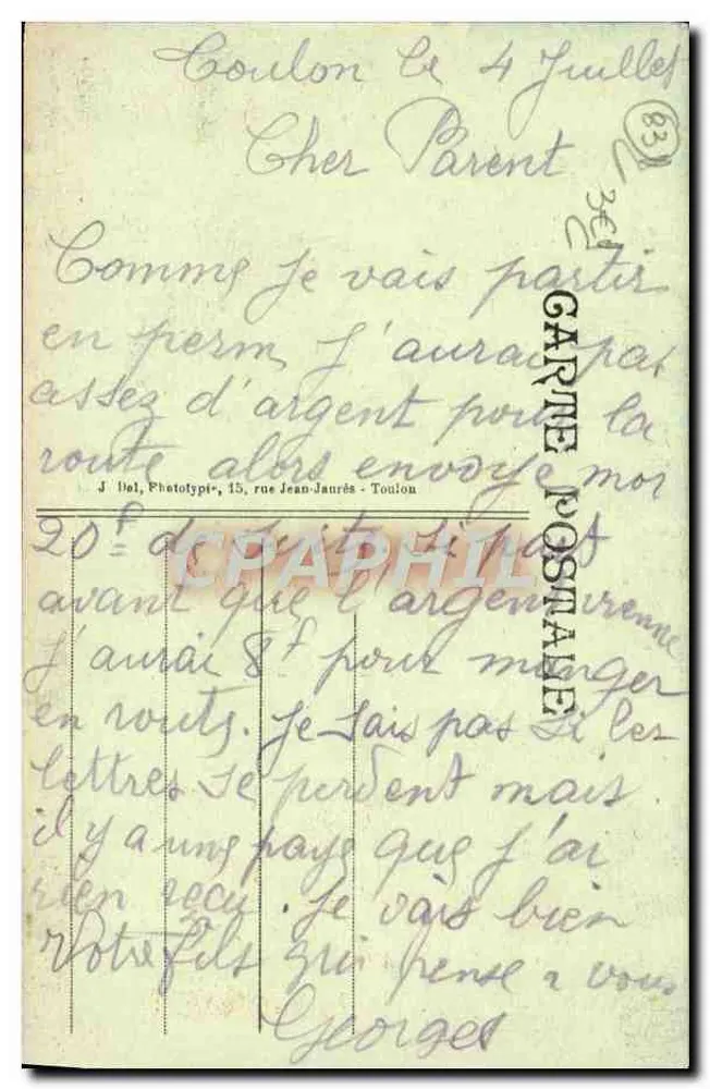 Toulon-sur-Mer — O Museu e Biblioteca — J. Del, Fototipista - Verso