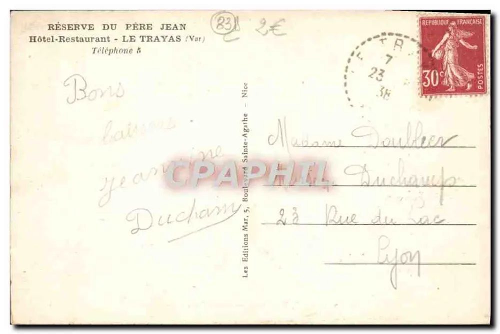 Le Trayas (Var) — Ponta Nossa Senhora — Éditions Les Éditions Sainte-Agnathe - Verso
