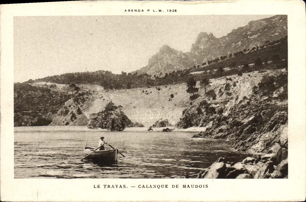 Le Trayas — Calanque de Maudois — A.H. Ferrari, Agenda P.L.M. 1925 - Frente