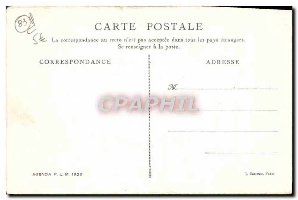 Le Trayas — Calanque de Maudois — A.H. Ferrari, Agenda P.L.M. 1925 - Verso
