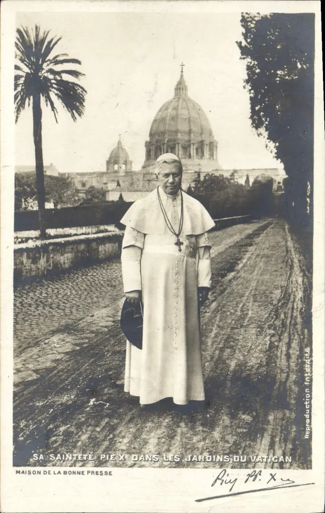 Seine Heiligkeit Pius X in den Gärten des Vatikans — Maison de la Bonne Presse — Nachahmung verboten - Vorderseite