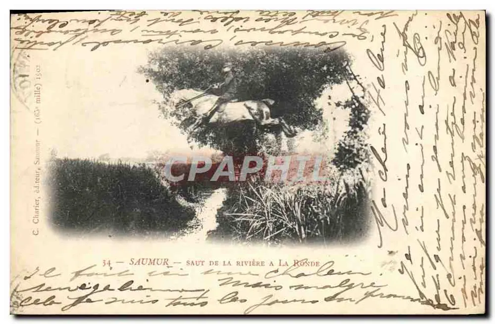 Springen über den Fluss in La Ronde — Saumur — C. Charier, Verlag, Nr. 34 - Vorderseite