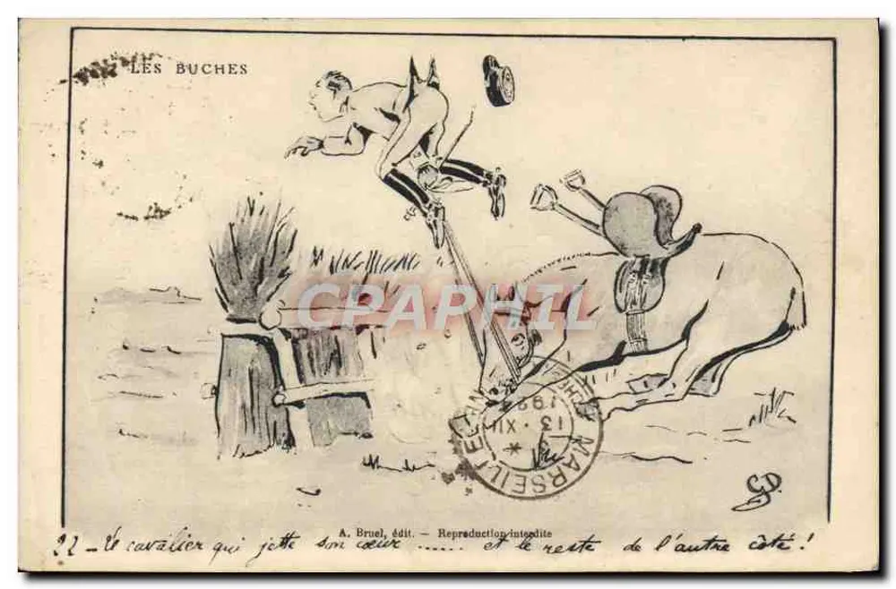 Les Buches — Le cavalier qui jette son cœur et le reste de l'autre été ! — A. Bruel, édit. n° 32 - Frente