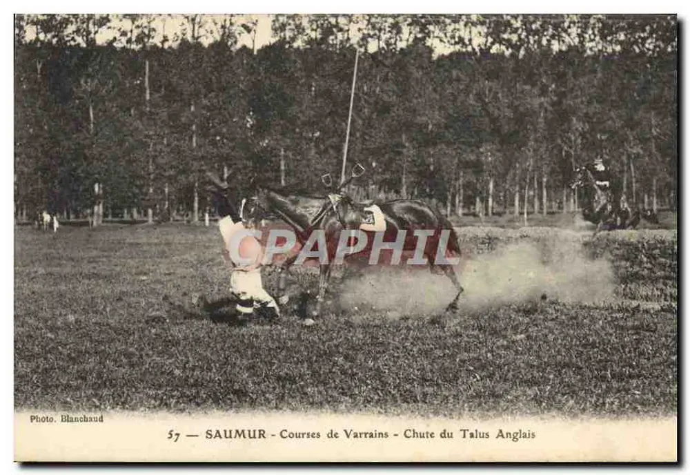 Saumur - Varrain-Rennen - Sturz am Englischen Hang — Foto. Blanchaud, n°57 - Vorderseite