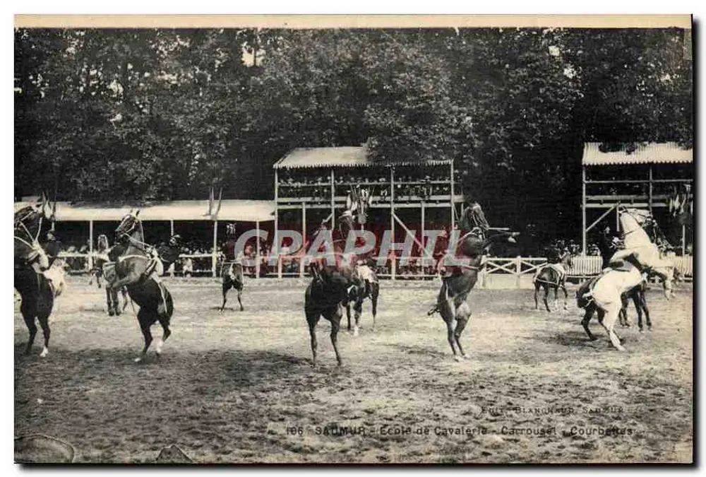 Schule der Kavallerie - Karussell - Courbènes — Verlag: SAUMUR, Nr. 166 - Vorderseite
