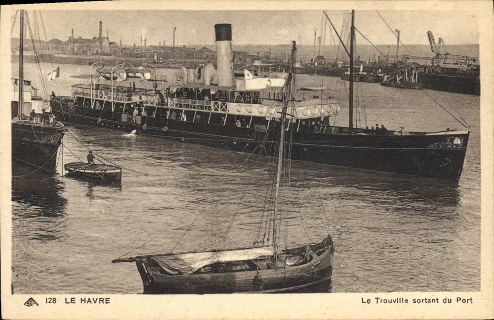 Le Havre — Le Trouville verlässt den Hafen — A.P. Nr. 128 - Vorderseite