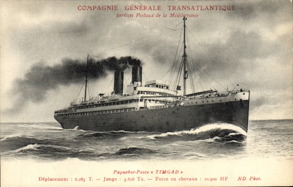 Postschiff TIMGAD — Compagnie Générale Transatlantique — ND Phot. - Vorderseite