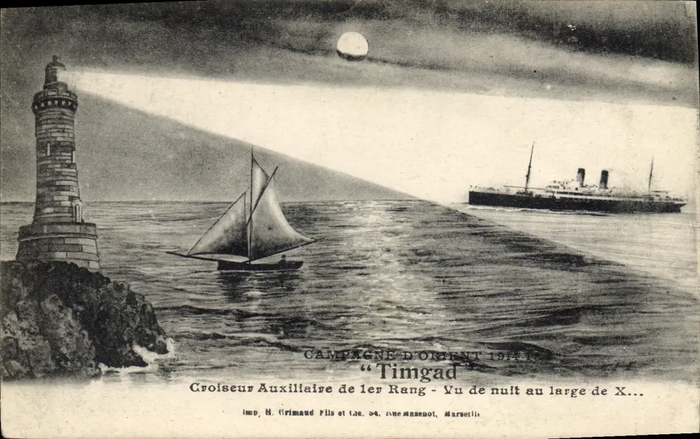 Erster Klasse-Zusatzkreuzer "Timgad" — Kampagne im Osten 1914-1918 — Imp. H. Girimaud Fils et Cie, 34, rue Mazenot, Marseille - Vorderseite