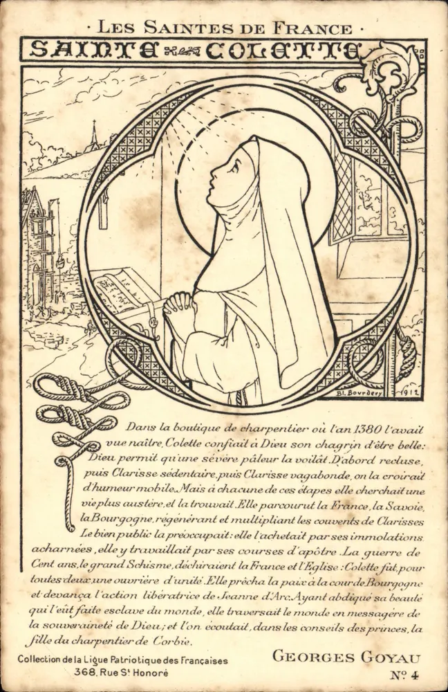 Sainte Colette — Die Heiligen Frankreichs — Sammlung der Ligue Patriotique des Françaises, Nr. 4 - Vorderseite