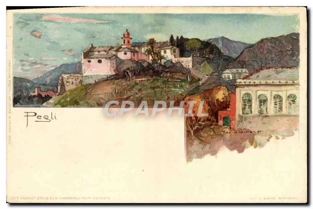 Peigli — Aussicht auf die Stadt und das Landschaft — Verlag A. T. Natter Burner - Vorderseite