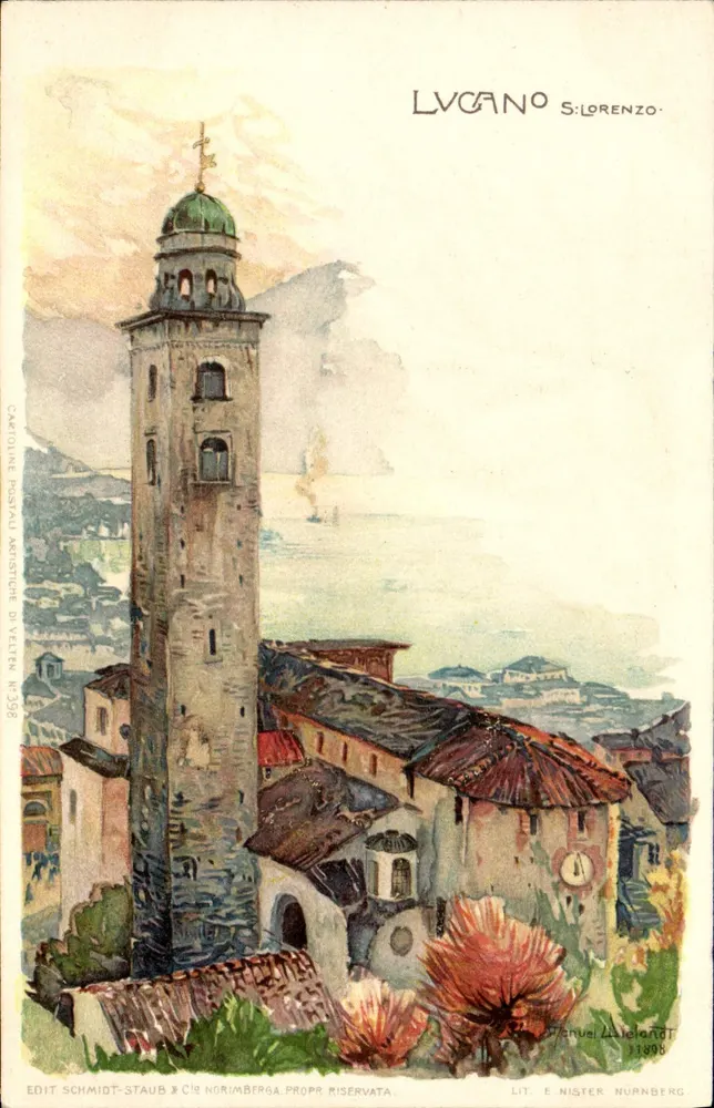 Lucano S. Lorenzo — Ansicht des Turms — Schmidt-Staub & Cie, Nürnberg, n° 398 - Vorderseite