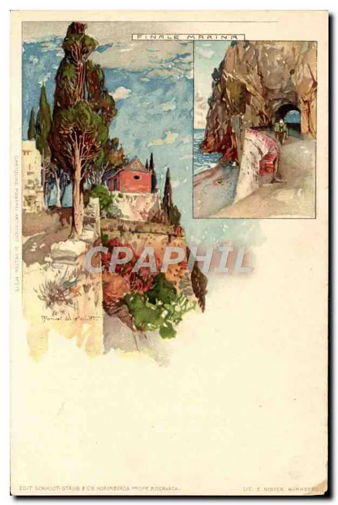 Finale Marina — Panoramablick und Höhle — Verlag Schmidt & Cie, Nürnberg - Vorderseite